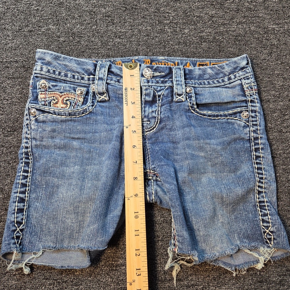 Rock Revival Luiza Denim Shorts Womens 27‎ Blue Embellished Cut Off Y2K EP9127C - Picture 8 of 11